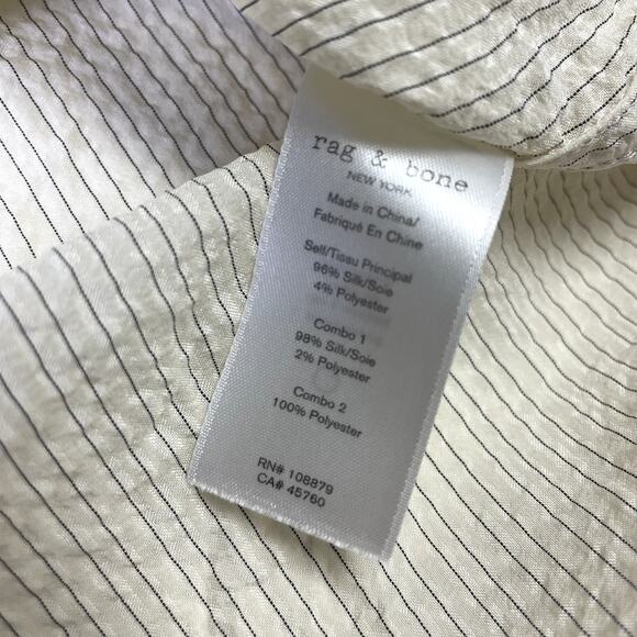 Rag & Bone Alfie Silk Shirt in Beige Stripe S - Picture 12 of 16